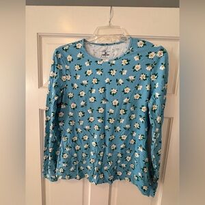 Draper James x Land’s End Blue Magnolia print rash guard swim coverup. UPF 50+